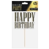 Topper ozdoby na tort napis Happy Birthday czarno-złoty dekoracje urodzinowe